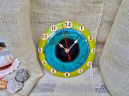 Handmade Ceramic Wall Clock - Colorful Pottery Art, Silent Kitchen