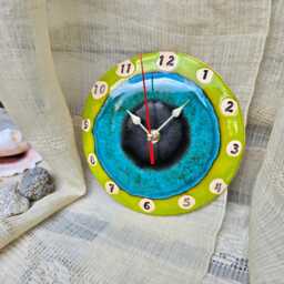 Handmade Ceramic Wall Clock - Colorful Pottery Art, Silent Kitchen - thumbnail 4