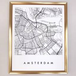 Amsterdam Map Hand Drawn Street The Netherlands City Drawing Black & White - Art Print Wedding Anniversary European Travel Gift - thumbnail 3