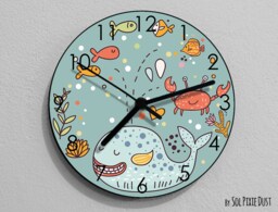 Whale Wall Clock - Sea Life Kids Nursery Room, Teens Baby Room - thumbnail 1