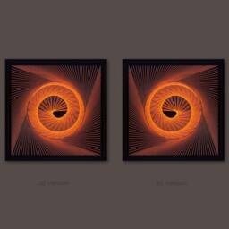 Neon Orange Spiral String Art - Geometric Glow in The Dark Wall Decor - thumbnail 2