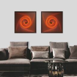 Neon Orange Spiral String Art - Geometric Glow in The Dark Wall Decor - thumbnail 3