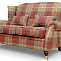 Handcrafted 2 Seater Sofa Couch High Back Fireside Balmoral Spice Check, Made in UK - thumbnail 3