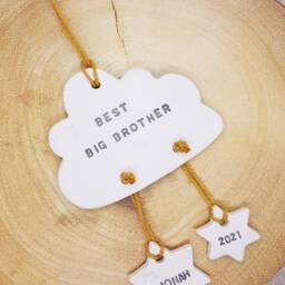 Best Big Brother Personalised Gift, New Baby Sibling Decoration, Brothers Make The Friends Clay Keepsake - thumbnail 3