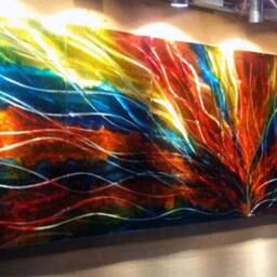 Abstract Metal Wall Art Sculpture Grinded Aluminum Painting - thumbnail 3