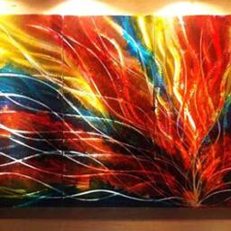 Abstract Metal Wall Art Sculpture Grinded Aluminum Painting - thumbnail 2