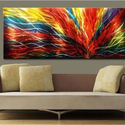 Abstract Metal Wall Art Sculpture Grinded Aluminum Painting - thumbnail 4