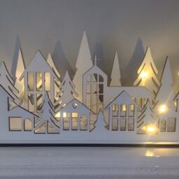 Christmas Winter Village Tea Light Holder Laser Cut Decoration Festive Wooden - thumbnail 3