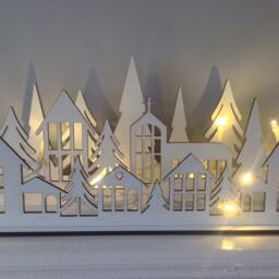 Christmas Winter Village Tea Light Holder Laser Cut Decoration Festive Wooden - thumbnail 2