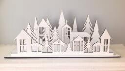 Christmas Winter Village Tea Light Holder Laser Cut Decoration Festive Wooden - thumbnail 1