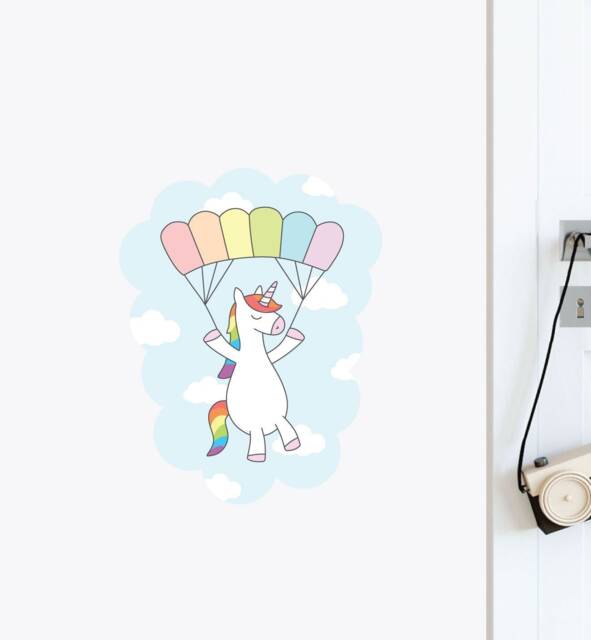 Rainbow Unicorn Glide Wall Sticker Decal - Kids Stickers, Animals Childrens Decals, Art, Room, Girl, Boy