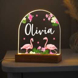 Personalised Led Nursery Lamp, Kids Night Light Gift, Flamingo Light, Baby Girl Birthday Gifts For Kids, Bedroom - thumbnail 4