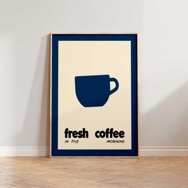 Retro Coffee Kitchen Print, Mid Century Modern Wall Art, Fresh Vintage Style Cafe Poster - image 1