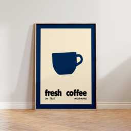 Retro Coffee Kitchen Print, Mid Century Modern Wall Art, Fresh Vintage Style Cafe Poster - thumbnail 1