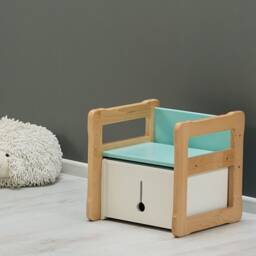Montessori Multifunctional Chair & Box Set Solid Wood Kids Furniture - thumbnail 2
