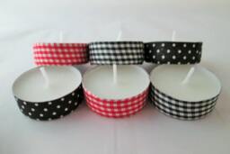 Washi Tape Tealights, Gingham Check & Polka Dot, Set Of 12, Wild Jasmine Scented - thumbnail 1