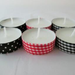 Washi Tape Tealights, Gingham Check & Polka Dot, Set Of 12, Wild Jasmine Scented - thumbnail 2