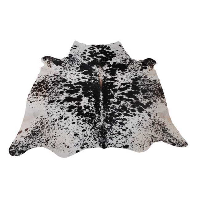 Extra Large Black & White Cowhide Rug Hair-On Leather Accent - 65x65 Inches - image 1
