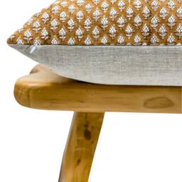 Designer Orange Rust Floral Print On Off White Linen Pillow Cover, Orange Cover, Boho Pillow, Farmhouse Pillow - thumbnail 3