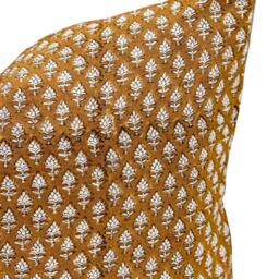Designer Orange Rust Floral Print On Off White Linen Pillow Cover, Orange Cover, Boho Pillow, Farmhouse Pillow - thumbnail 2