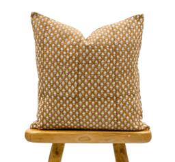 Designer Orange Rust Floral Print On Off White Linen Pillow Cover, Orange Cover, Boho Pillow, Farmhouse Pillow - thumbnail 1