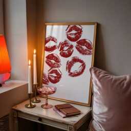 Kiss Print - Lips Preppy Wall Art Pink Prints Girls Prints - thumbnail 3