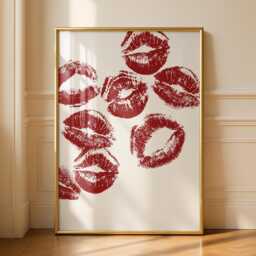 Kiss Print - Lips Preppy Wall Art Pink Prints Girls Prints - thumbnail 1