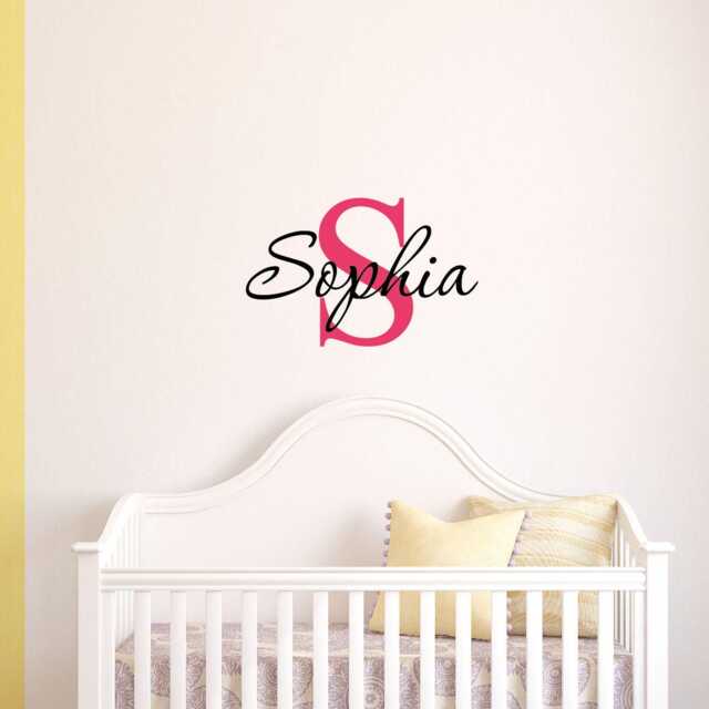 Personalized Name & Monogram Custom Girls Nursery Wall Decal Art #1291 - image 1