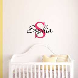 Personalized Name & Monogram Custom Girls Nursery Wall Decal Art #1291 - thumbnail 1