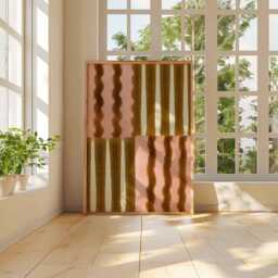 Abstract Geometric Wall Art - Mid Century Modern Striped Poster Minimalist Retro Print Brown Pink Pattern Artwork - thumbnail 3