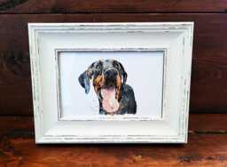 Doberman Print 17x12cm - White Rustic Frame - Elegant Guard Dog Wall Art, Gift For Owners - thumbnail 1