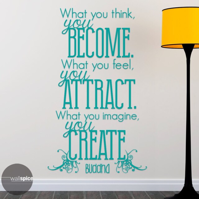 What You Think Become Feel Attract Imagine Create Buddha Quote Vinyl Wall Decal Sticker - image 1