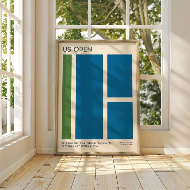 Us Open Art Print - Grand Slam Tennis Poster Minimalist Sports Wall - image 1