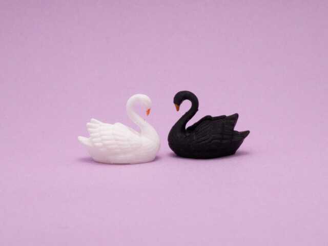 Swan Miniature, Dollhouse Decor, Diorama Accessory, Collectible Display, Elegant, Cake Topper, Wedding, Black Or White - image 1