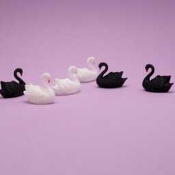 Swan Miniature, Dollhouse Decor, Diorama Accessory, Collectible Display, Elegant, Cake Topper, Wedding, Black Or White - thumbnail 2