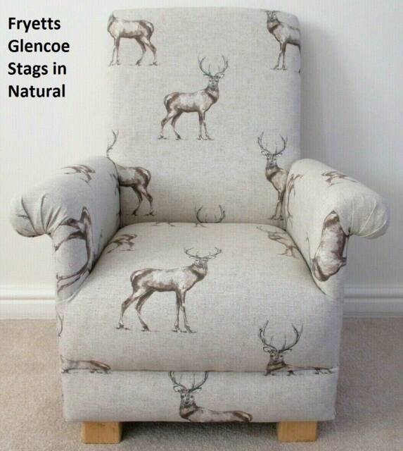 Fryetts Fabrics Children's Chairs Kids Armchairs Tatton Animals Blue Pheasants Glencoe Stags Girls Small Hartley Hare Nursery Seat Boys - image 1