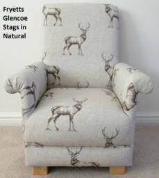 Fryetts Fabrics Children's Chairs Kids Armchairs Tatton Animals Blue Pheasants Glencoe Stags Girls Small Hartley Hare Nursery Seat Boys - thumbnail 1