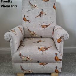 Fryetts Fabrics Children's Chairs Kids Armchairs Tatton Animals Blue Pheasants Glencoe Stags Girls Small Hartley Hare Nursery Seat Boys - thumbnail 3
