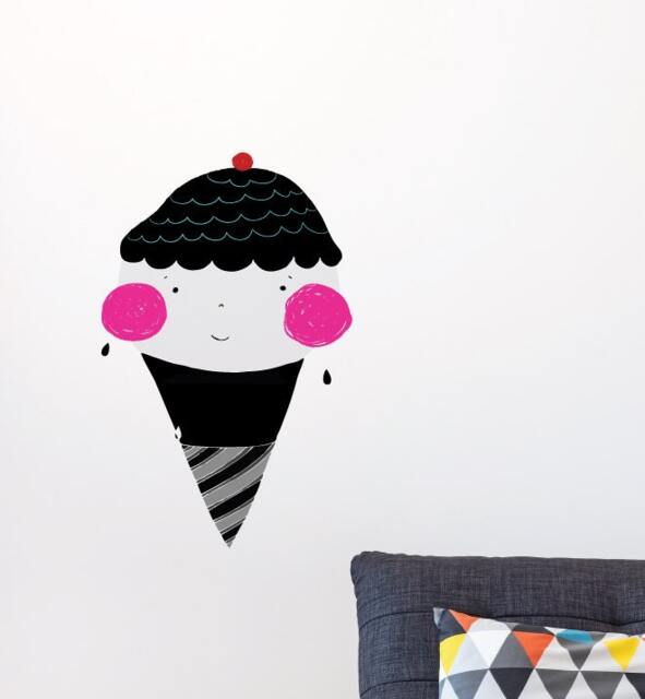 Ice Cream Monochromatic Wall Sticker Decal - Nursery Stickers, Animal Decals, Home Decor, Baby Room, Art, Girl, Boy