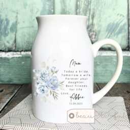 Personalised Ceramic Mother Of Bride Groom Gift Mum From Daughter Wedding Today A Bride Quote Keepsake Small Vase Jug Mug Gift - thumbnail 1