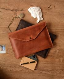 Handmade Leather Folder, Leather Document Holder, Folder Case, Office Paper Case, File Folder Portfolio Bag For Documents - thumbnail 1
