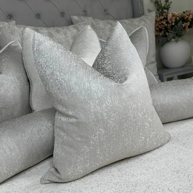 Luxurious Textured Grey Cushion Cover - Designer Blake Shell Euro Pillow For Sofa Or Bed Natural Home Decor - image 1