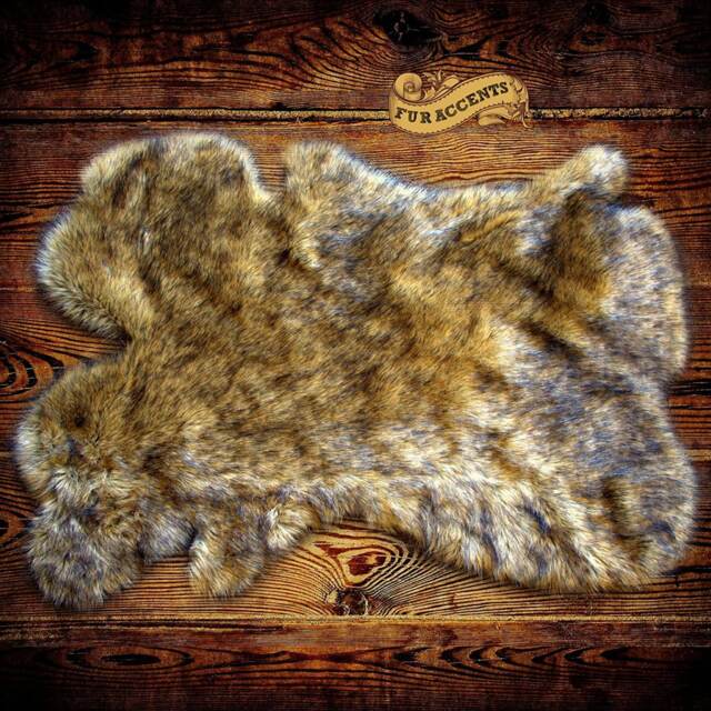 Light Golden Brown Rabbit Faux Fur Rug - Pelt Shape Designer Throw, Usa