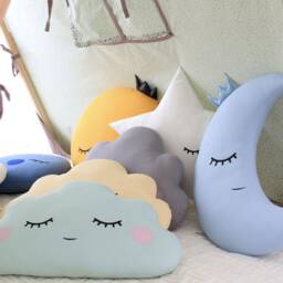 Light Mint Cloud Pillow With Pink Cheeks For Nursery Decor, Baby Cushion Shower Gift Infant Boy Girl Gender Neutral Room Kids Bed Teepee Sky - thumbnail 3
