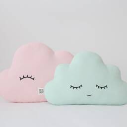 Light Mint Cloud Pillow With Pink Cheeks For Nursery Decor, Baby Cushion Shower Gift Infant Boy Girl Gender Neutral Room Kids Bed Teepee Sky - thumbnail 2