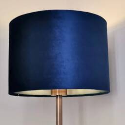 New Luxury Velvet Navy Blue Lamp Shade & Pendant Light With Brushed Silver Panels Lining - thumbnail 3