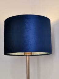 New Luxury Velvet Navy Blue Lamp Shade & Pendant Light With Brushed Silver Panels Lining - thumbnail 1