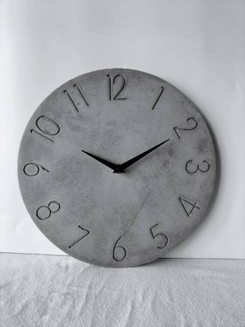 Modern Concrete Wall Clock Charcoal Grey Numbered Design, Silent - image 1