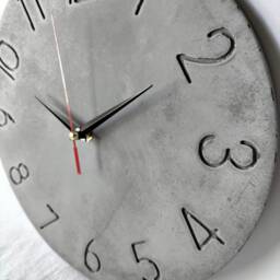 Modern Concrete Wall Clock Charcoal Grey Numbered Design, Silent - thumbnail 3
