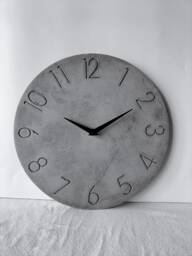 Modern Concrete Wall Clock Charcoal Grey Numbered Design, Silent